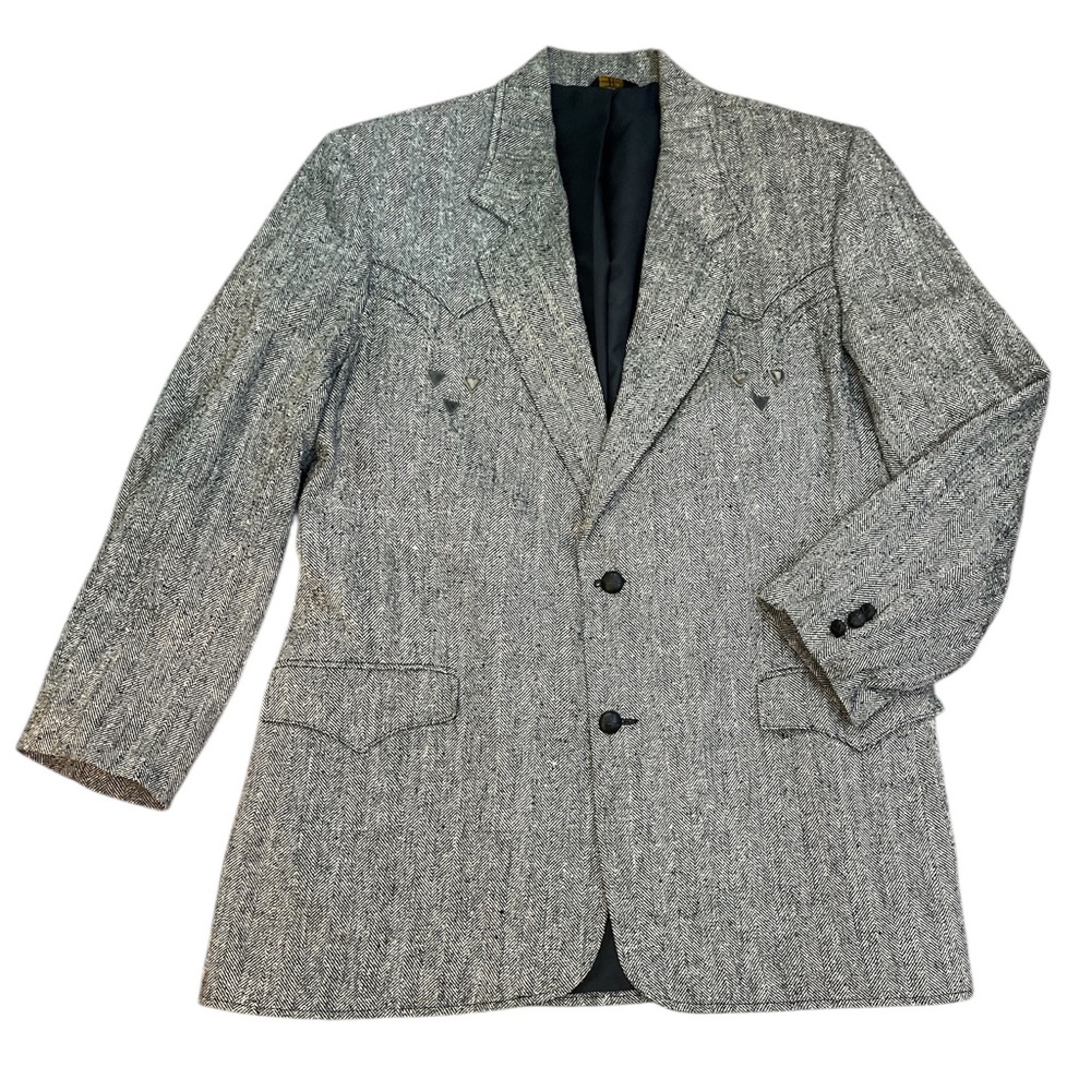 Vintage Pioneer Wear Western Sport Coat Blazer Jacket Tweed Textured Size 48